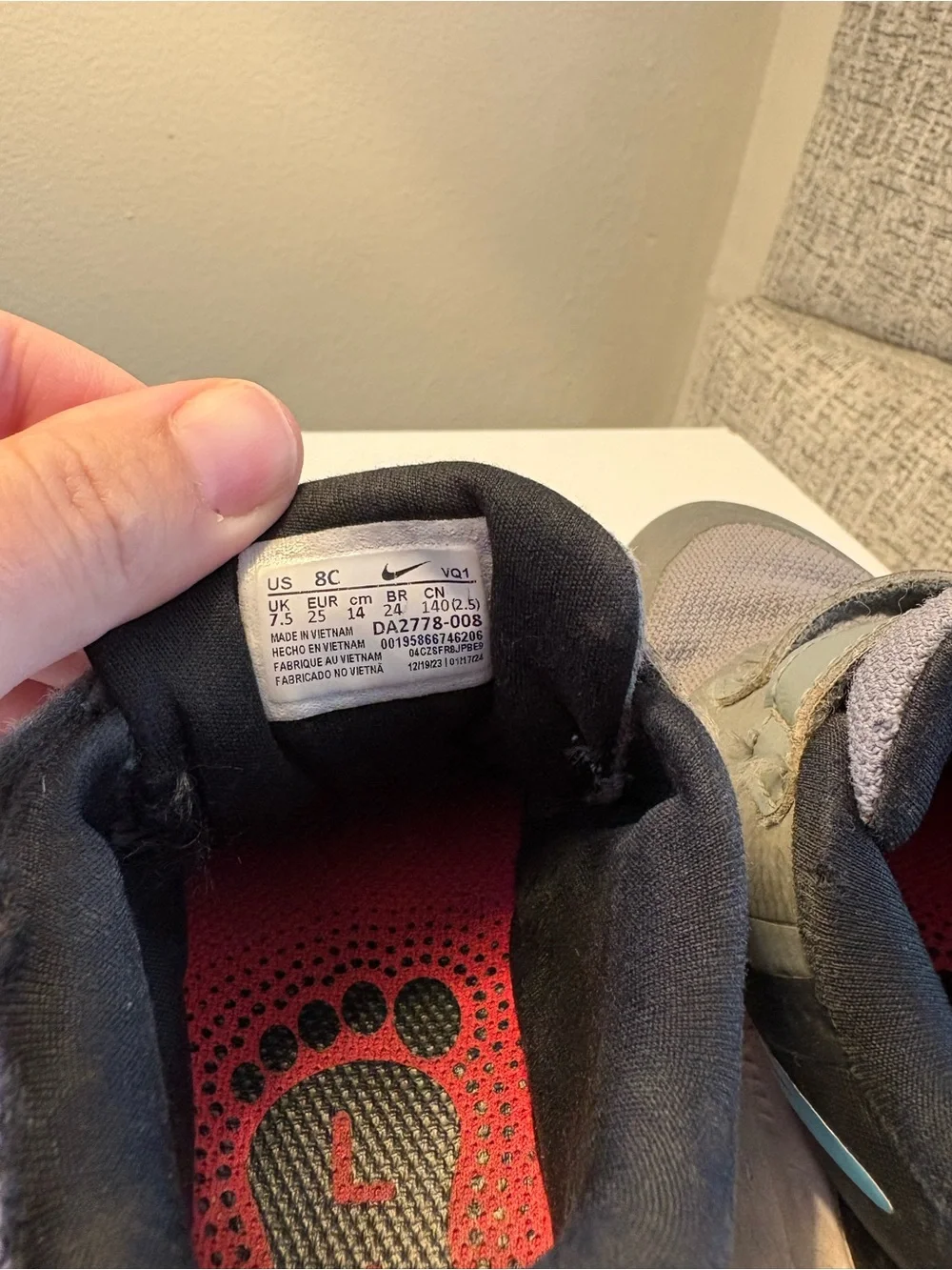 Nike Kids Gray Athletic Sneakers with Blue-Red Accent